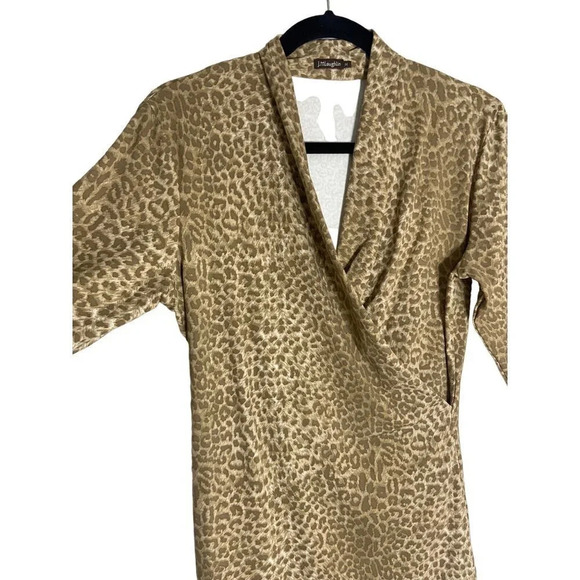 J.McLaughlin Panama Wrap Surplice Midi Dress Animal Print-sz Medium - Picture 6 of 10